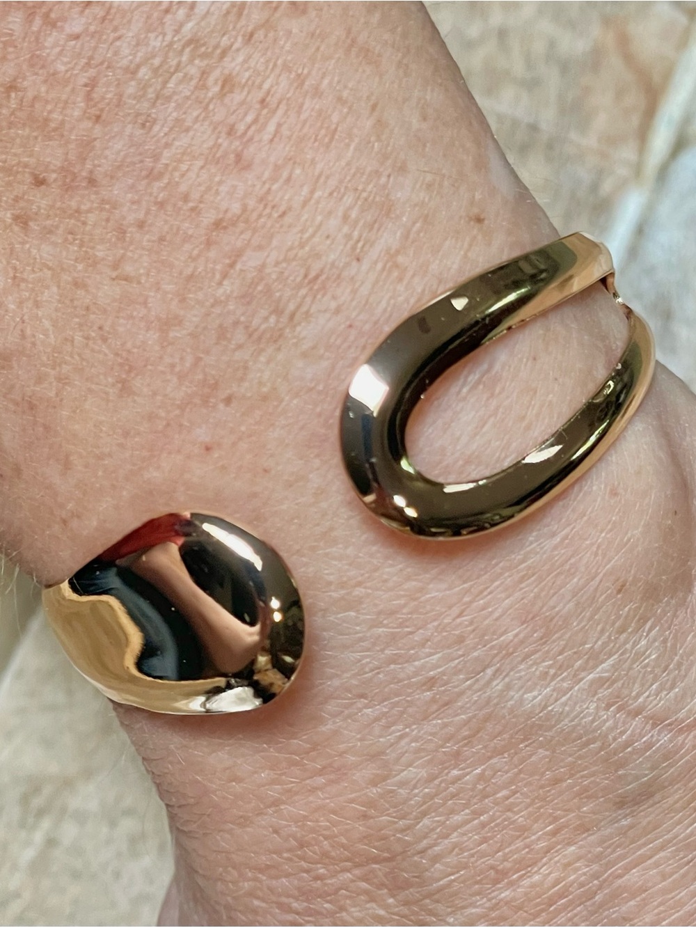 Modern Sculpted Gold Open Cuff Bracelet